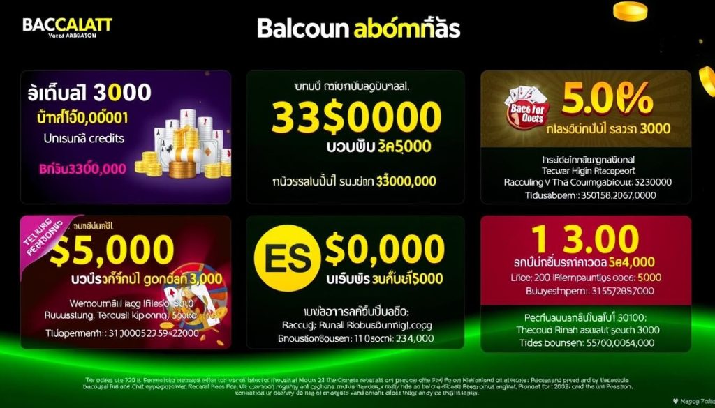 ภาพแสดงโบนัสและโปรโมชั่นต่างๆ จากเว็บบาคาร่า